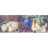 ARTHUR DUDLEY (1864-1915) WATERCOLOUR DRAWING Still life- blue jug and fruit signed 10 1/2" x 29 1/