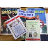 SOUVENIR SPORTING PROGRAMMES, to include: DENNIS LAW'S TESTIMONIAL, 1973, with signed envelope, To