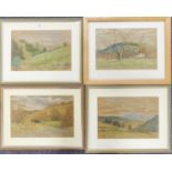 JO SYKES (TWENTIETH CENTURY) SET OF FOUR PASTEL DRAWINGS ON COLOURED PAPER 'Kirkleigh, the South