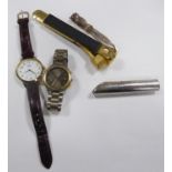 SEIKO TITANIUM GENT'S WRISTWTCH in base metal case with conforming bracelet, a Q & Q QUARTZ GENT'S