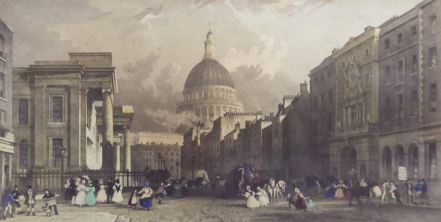 AFTER T. ALLOM, BY G.J. EMBLEM NINETEENTH CENTURY COLOURED ENGRAVING 'The Post office, St. Paul's