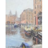 SHEILA TURNER (b. 1941) OIL ON BOARD Albert Dock, Liverpool signed 15 1/2" x 11 3/4" (39.3cm x 29.