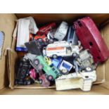 COLLECTION OF PLAYWORN DIE CAST VEHICLES, including: DINKY SUPERTOYS EUCLID REAR DUMP TRUCK, DINKY