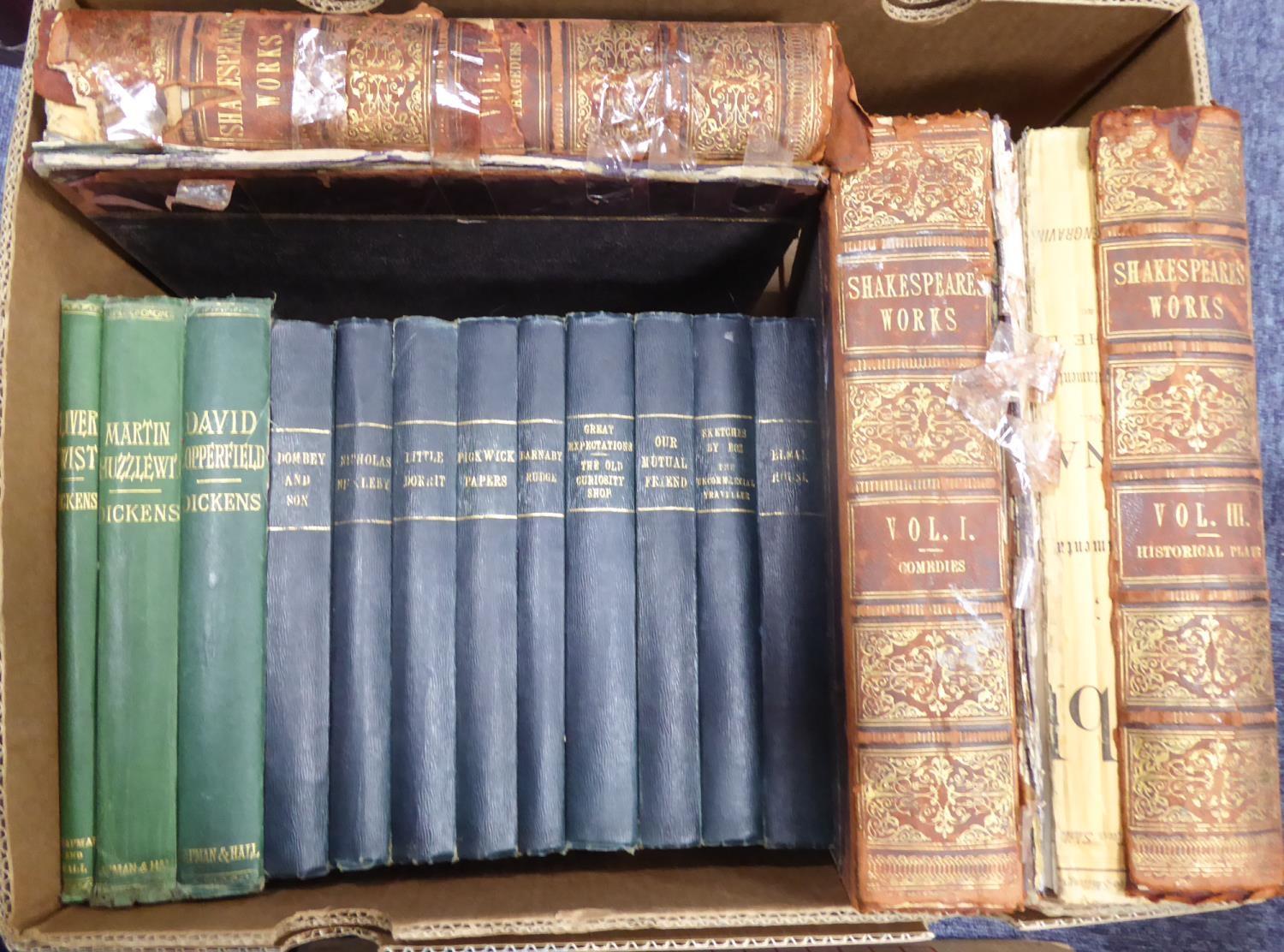 CHARLES DICKENS - ten volumes uniformly bound Chapman & Halol printed by Virtue various