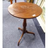 EARLY TWENTIETH CENTURY MAHOGANY STAINED FRUITWOOD TRIPOD OCCASIONAL TABLE, the circular top above a