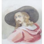 R.P.B. (LATE NINETEENTH/ EARLY TWENTIETH CENTURY) WATERCOLOUR DRAWING quarter length portrait of a