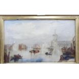 UNATTRIBUTED (NINETEENTH CENTURY) OIL PAINTING ON CANVAS view of Venice unsigned 8" x 13 3/4" (20.