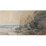 LEOPOLD RIVERS (1852-1905) WATERCOLOUR DRAWING 'King and Queen Rocks, Flamborough Head', Yorkshire