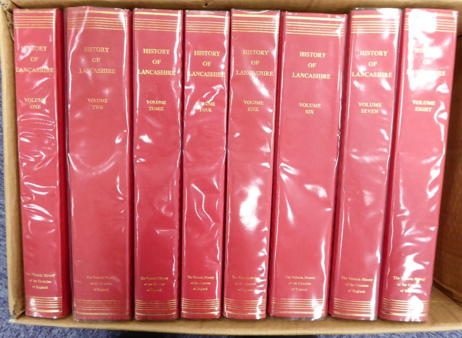 VICTORIA COUNTY HISTORY OF LANCASHIRE, 8 volumes complete. The Dawson reprint in very good condition