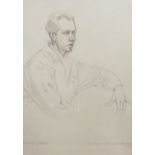 PETER SHUTTLEWORTH (TWENTIETH CENTURY) PENCIL DRAWING seated half length portrait of the artist