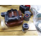 LEATHER CASED CAMERA ROLLEIMETER and two other CAMERA ACCESSORIES (3)