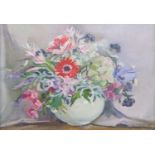 MARJORIE MOSTYN (1893-1979), OIL PAINTING ON CANVAS, flowers in a vase, signed, 9 1/2" x 13 1/2" (