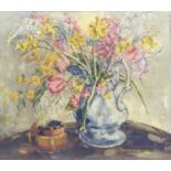 DONALD G. MIDGLEY (TWENTIETH CENTURY), OIL ON BOARD, Still Life-flowers in a jug, signed and dated