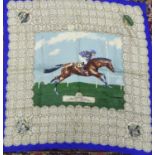 TWO LADIES SILK SCARVES, horse racing, one tilted, 'Derby Winner', both with vignettes giving the