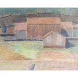 DEREK WILKINSON (1929-2001) THREE PASTEL DRAWINGS Farm Buildings 9 3/4" x 12 3/4" (24.8cm x 32.