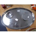 THREE PIECES OF KESWICK INDUSTRIAL SCHOOL OF ART METAL WARE, comprising a 'StayBrite' OVAL TRAY, 20"