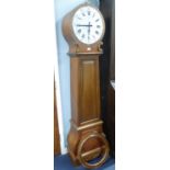MODERN KIT BUILT STAINED PLYWOOD SCOTTISH STYLE DRUM TOP LONGCASE CLOCK, powered by a battery