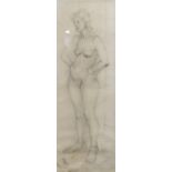 ASCRIBED FRANCIS BACON (TWENTIETH CENTURY) PENCIL DRAWING Life Drawing-female nude signed 21 1/2"