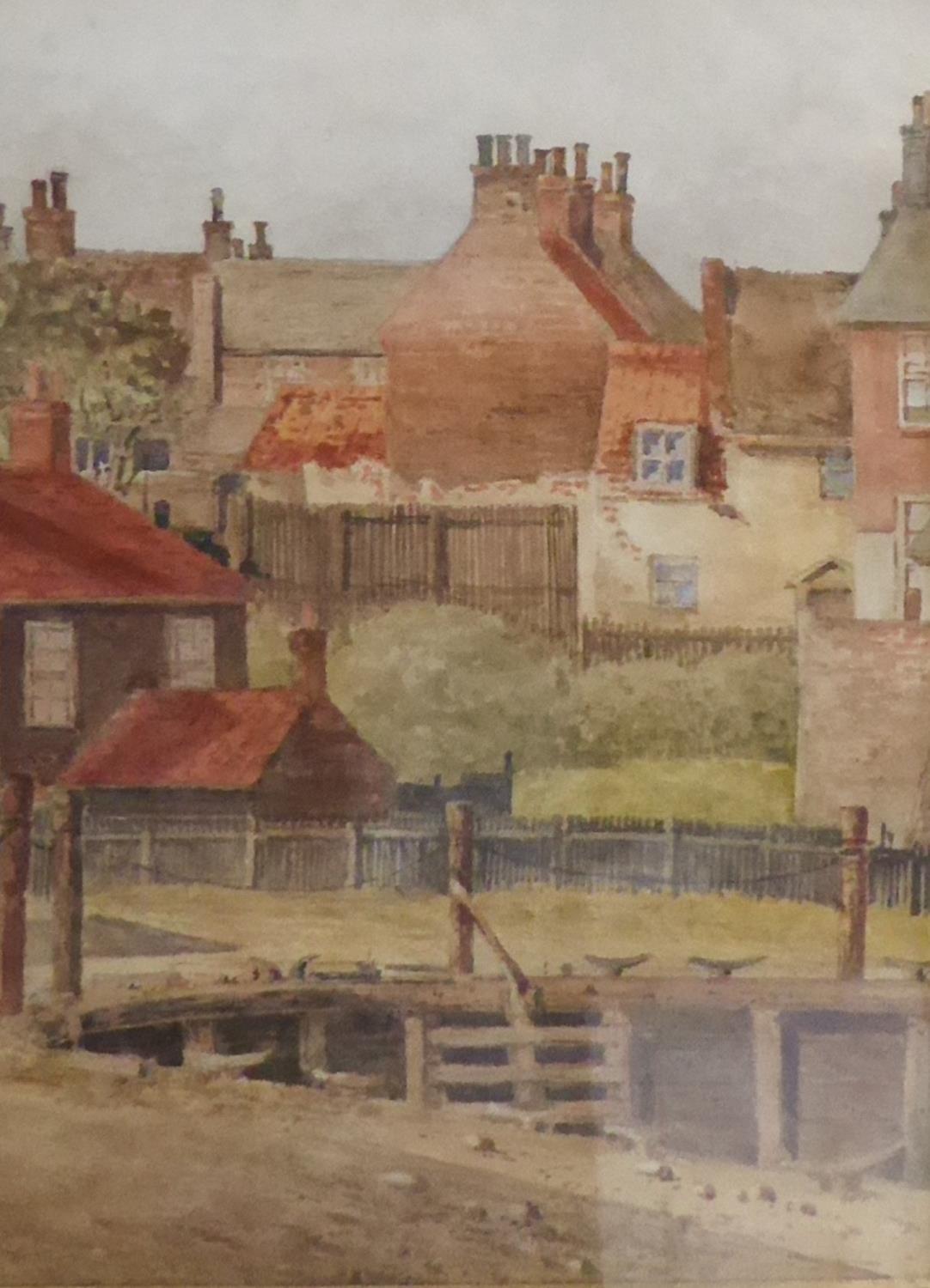 UNATTRIBUTED (EARLY TWENTIETH CENTURY) WATERCOLOUR DRAWING canal side with houses in the