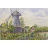 JOSE BERROW (TWENTIETH CENTURY) WATERCOLOUR DRAWING 'Bursledon Windmill' signed, titled to label