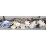 SELECTION OF CHINA WARE INCLUDING A PAIR OF EDWARDIAN POTTERY VEGETABLE DISHES, JAPANESE EGGSHELL,