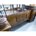 HALLIDAY AND TODD, BIRKENHEAD, CABINET MADE 1930's WALNUTWOOD SIDEBOARD, WITH THREE CENTRE DRAWERS
