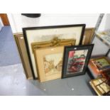 * QUANTITY OF PICTURES VARIOUS TO INCLUDE; MEZZOTINE ENGRAVED AFTER JOHN CONSTABLE, ETCHINGS,
