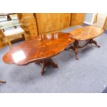 A LARGE ITALAIN INLAID COFFEE TABLE, WITH SHAPED TOP, RAISED ON QUARTETTE BASE AND ANOTHER SIMILAR