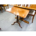 A NINETEENTH CENTURY MAHOGANY OBLONG SNAP TOP TRIPOD TABLE