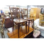 A PAIR OF THONET BENTWOOD CHAIRS AND A PAIR OF FLOOR STANDING UPLIGHTER