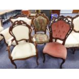 THREE VARIOUS HIGH GLOSS NINETEENTH CENTURY STYLE DINING ROOM CHAIRS (3)