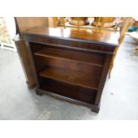 A LINE INLAID OAK THREE TIER OPEN BOOKCASE, 3' WIDE