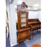 AN ITALIAN INLAID DUTCH STYLE CORNER CABINET, THE UPPER SECTION HAVING GLAZED DOOR