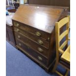 GEORGE III OAK LARGE BUREAU, of typical form, the pine interior fitted with pigeon holes, set