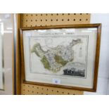 FRAMED AND GLAZED A LANGLEY'S 'NEW MAP OF CHESHIRE', PRINTED AND PUBLISHED BY J. PHELPS, No. 27