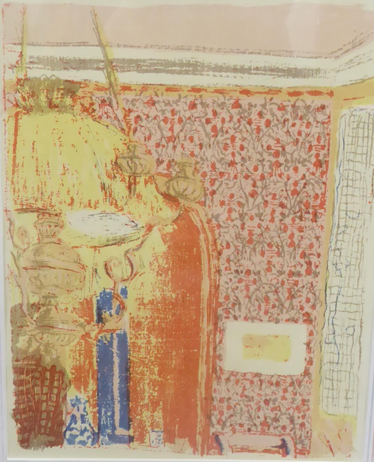 AFTER EDOUARD VUILLARD (1868-1940) LITHOGRAPH ON COLOURED PAPER 'Interieur aux Tentures Roses III'