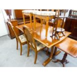 A MEREDEW FURNITURE MAHOGANY DINING ROOM SUITE OF NINE PIERCES, VIZ SIX CHAIRS, AN EXTENDING