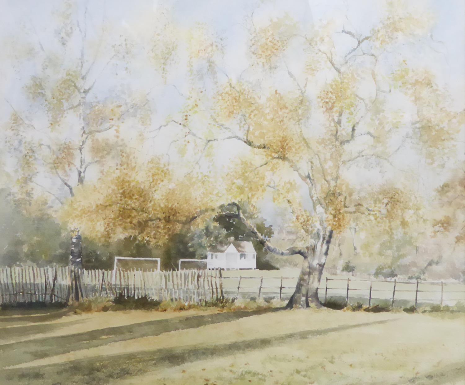 JENIFER SCOTT (TWENTIETH/ TWENTY FIRST CENTURY) WATERCOLOUR DRAWING 'Church Fields-Reigate'