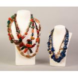SEVEN VARIOUS COLOURFUL HARDSTONE NECKLACES (7)