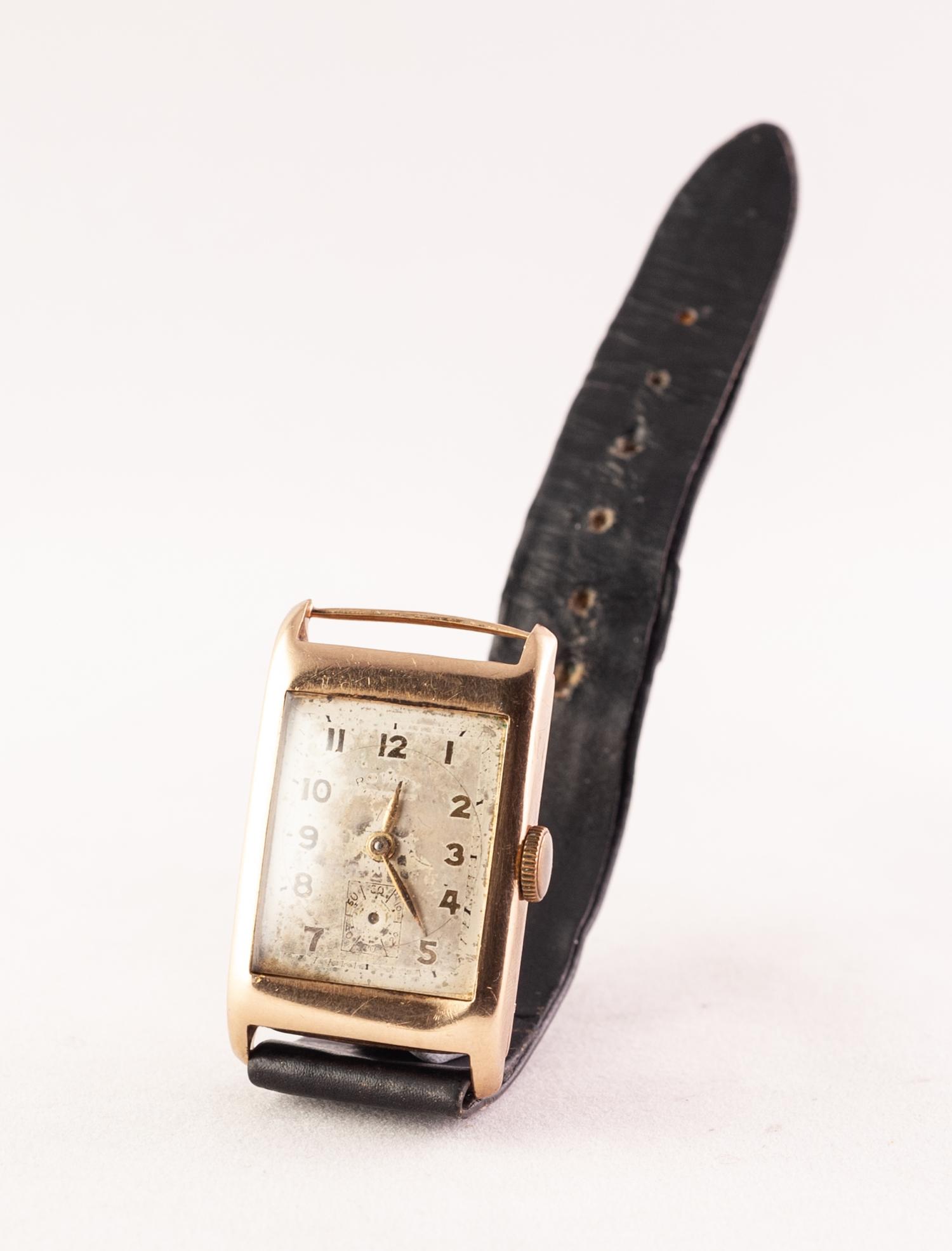 GENT'S ROTARY 'MAXIMUS' 9ct GOLD VINTAGE WRISTWATCH with Swiss 15 jewels movement, silver oblong - Image 2 of 2