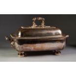 ANTIQUE SHEFFIELD PLATE, SILVER ON COPPER BREAKFAST HOT DISH comprising; an oblong ENTREE DISH and