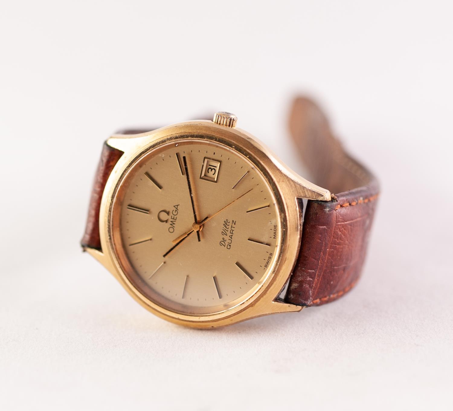 A 1970's GENTS OMEGA DE VILLE QUARTZ GOLD PLATED AND STAINLESS STEEL WRIST WATCH, Calibre 1342,