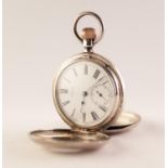 A LATE VICTORIAN LONGINES SILVER HALF HUNTER POCKET WATCH White Roman numeral dial with subsidiary