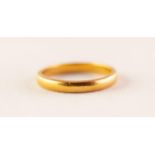 222ct GOLD WEDDING RING, 3 gms, ring size K