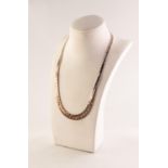 SILVER COLOURED METAL FLAT LINK NECKLACE with two strand front, marked '925', in case inscribed