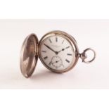 A LATE VICTORIAN SILVER HUNTER POCKET WATCH, THOS RUSSELL & SONS, 12 CHURCH ST, LIVERPOOL The