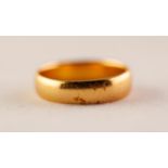22ct GOLD BROAD WEDDING RING, Birmingham 1920, 5 gms, ring size N