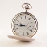SEWILLS, LIVERPOOL (retailed) SWISS STERLING SILVER HUNTING CASED POCKET WATCH with 17 jewels