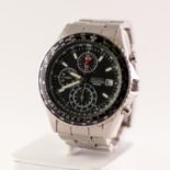 A GENTS STAINLESS STEEL SEIKO CHRONOGRAPH 100M QUARTZ WRISTWATCH The circular black dial with