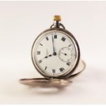 J.W. BENSON, LONDON, SILVER HALF HUNTER POCKET WATCH, 15 JEWEL MOVEMENT White enamel dial with Roman